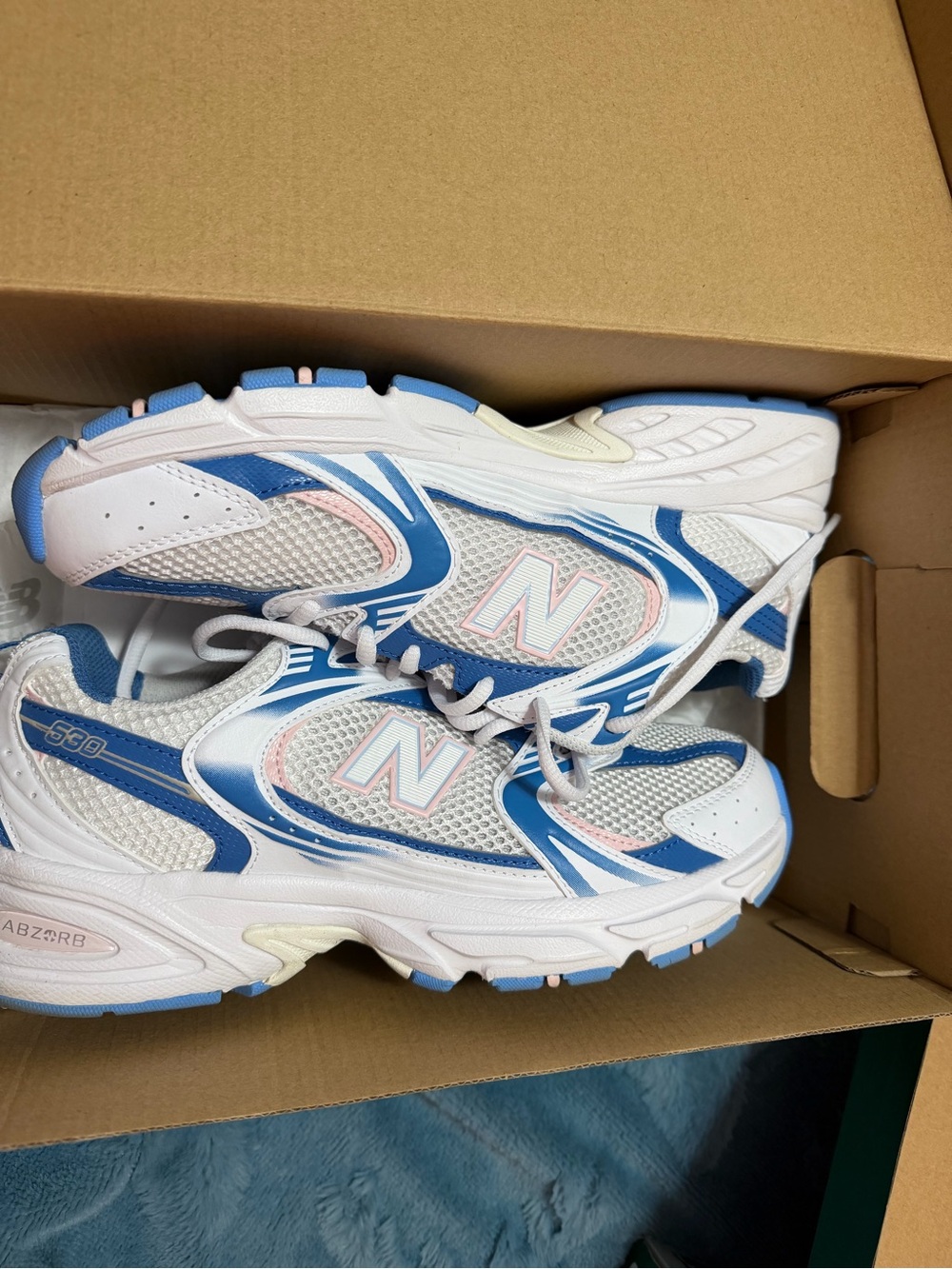 New Balance Blue and White Mesh Athletic Sneakers - Picture 6 of 6